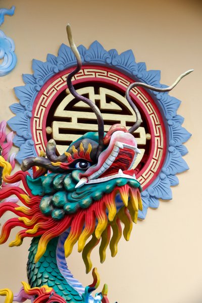スンフンパゴダ。中国のドラゴンの彫刻。フーコック。ベトナム。 作： Unknown